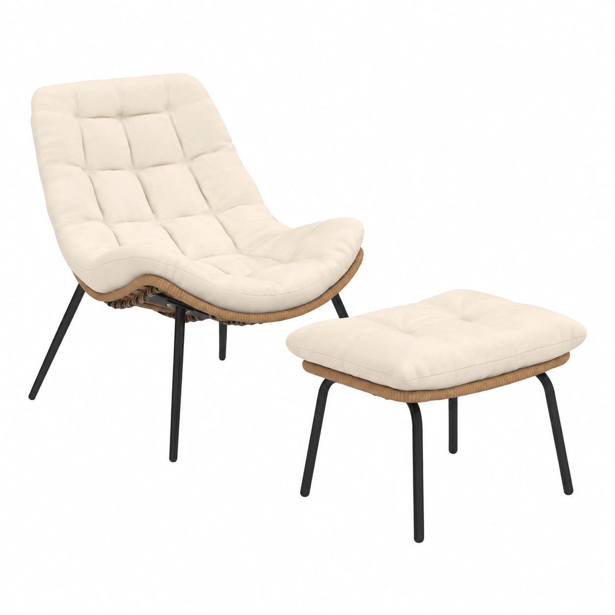 Fauteuil relax, en résine tressée, pour le salon