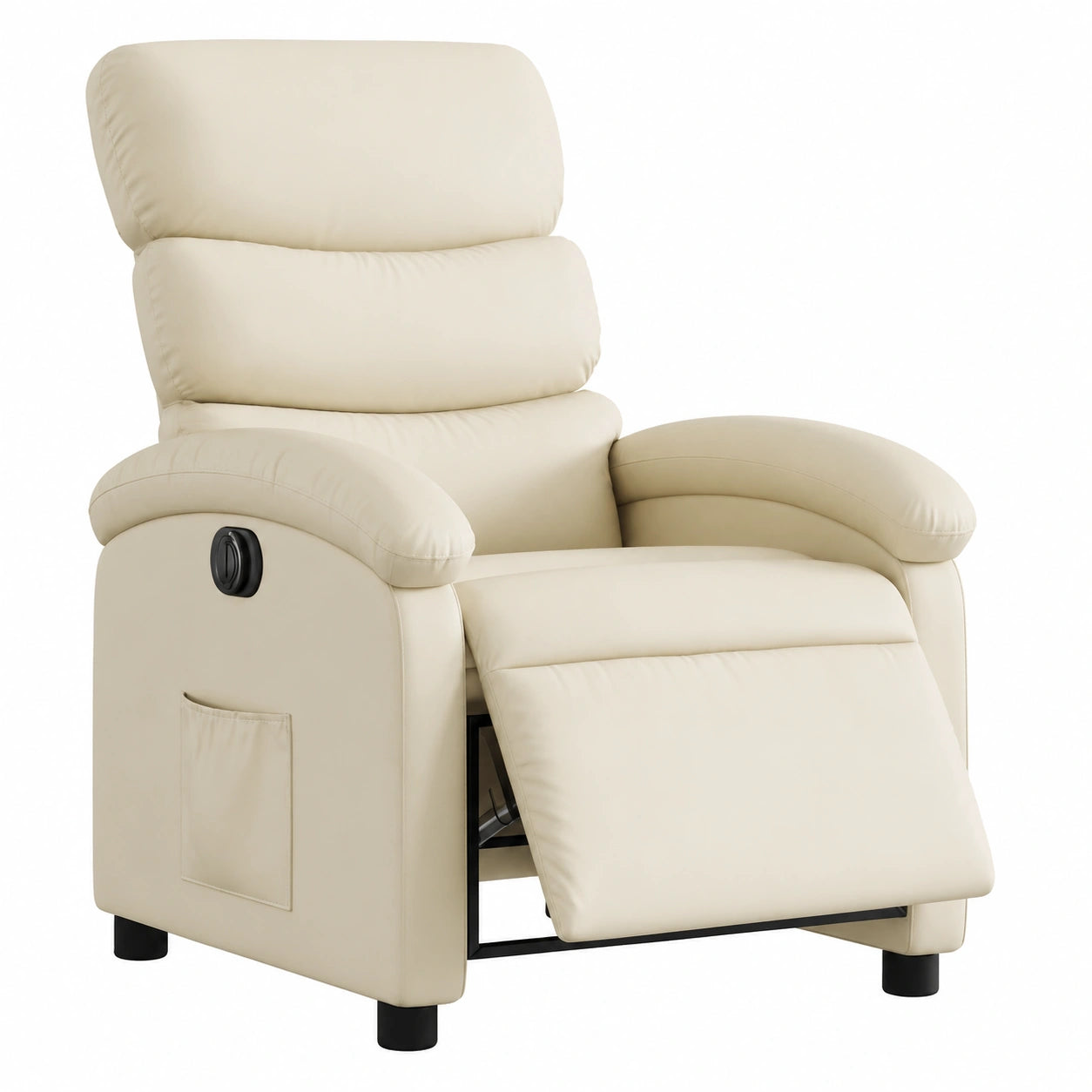 Fauteuil relax, en similicuir, réglable, coloris crème, pour le salon