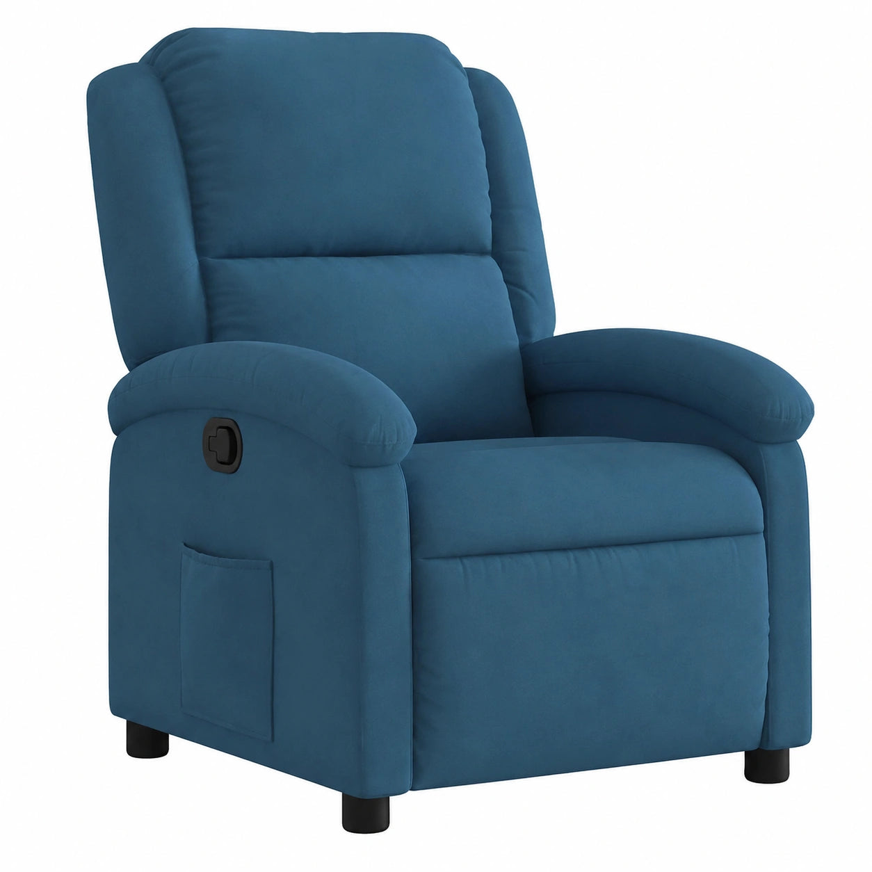Fauteuil relax, en velours, coloris bleu, pour le salon