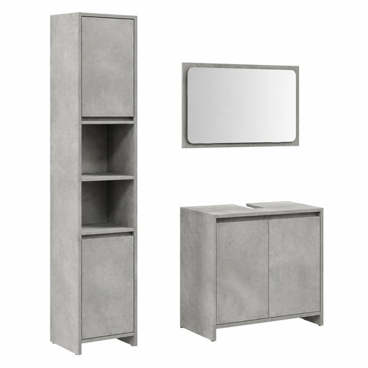 Ensemble de meubles de salle de bain, coloris gris, 3 pièces, pour la salle de bain