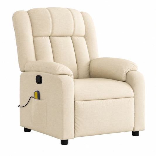Fauteuil relax, en tissu, coloris crème, pour le salon
