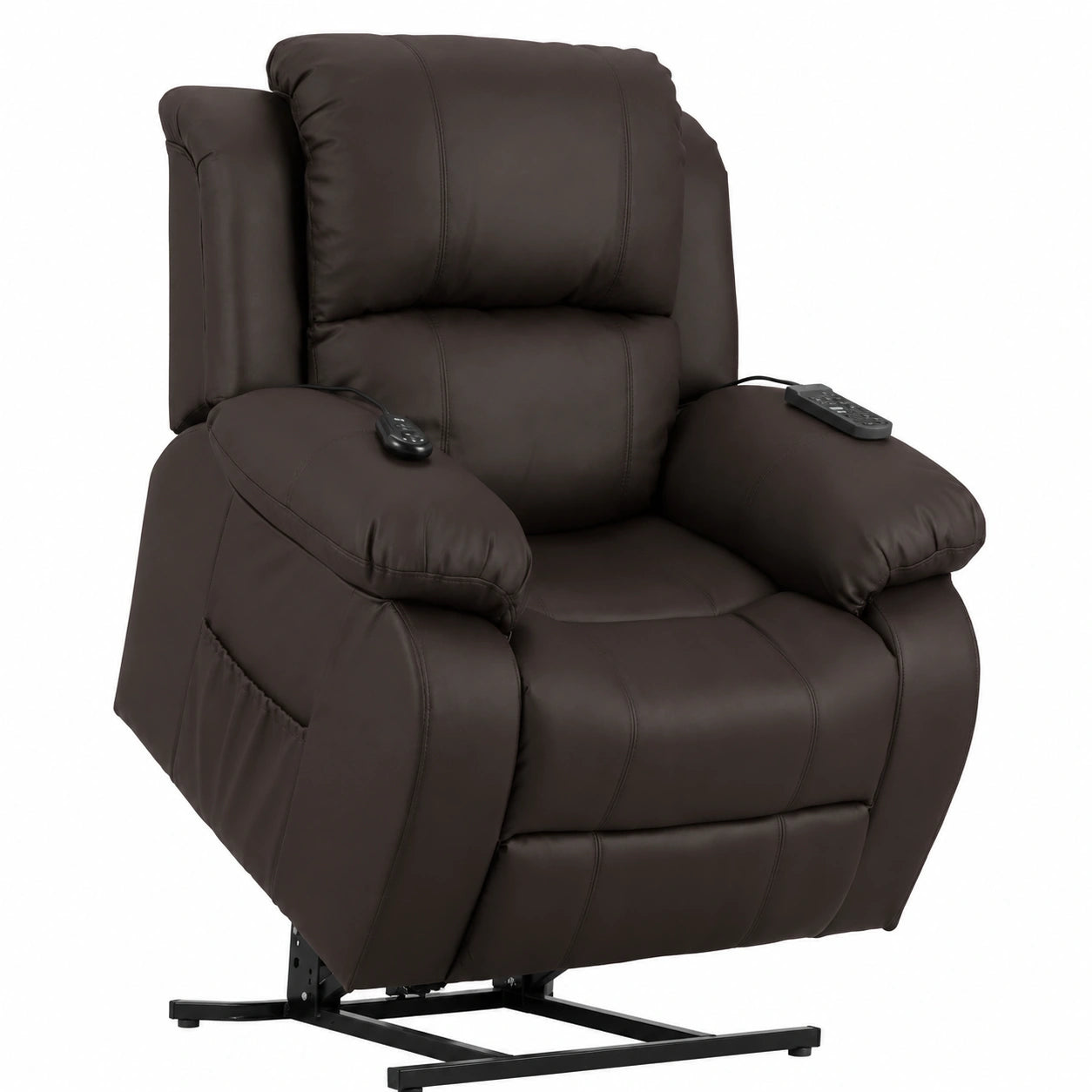 Fauteuil relax, en cuir, coloris brun, pour le salon
