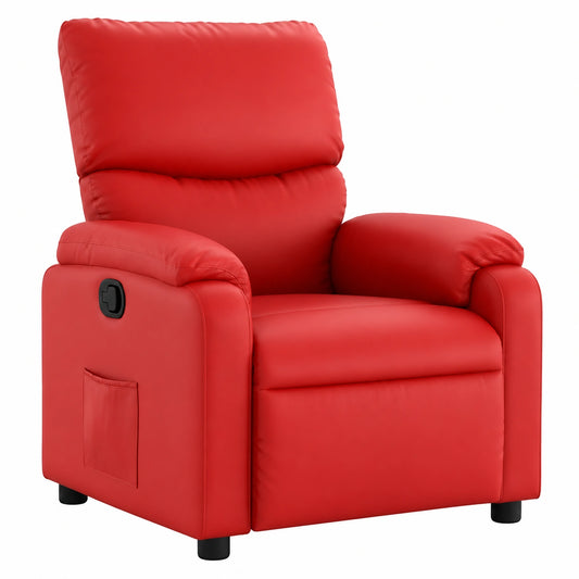 Fauteuil relax, en similicuir, coloris rouge, pour le salon