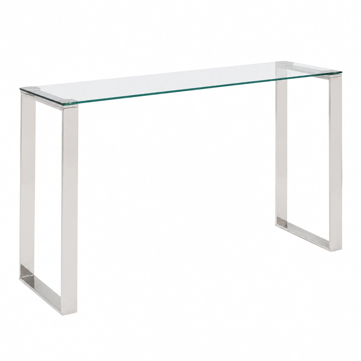 Table console, en acier et verre trempé, 75 x 40 cm, coloris argenté, pour l’entrée ou le salon