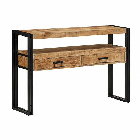 Table, avec rangement, 120 x 33 x 75 cm, coloris marron, pour les espaces de vie