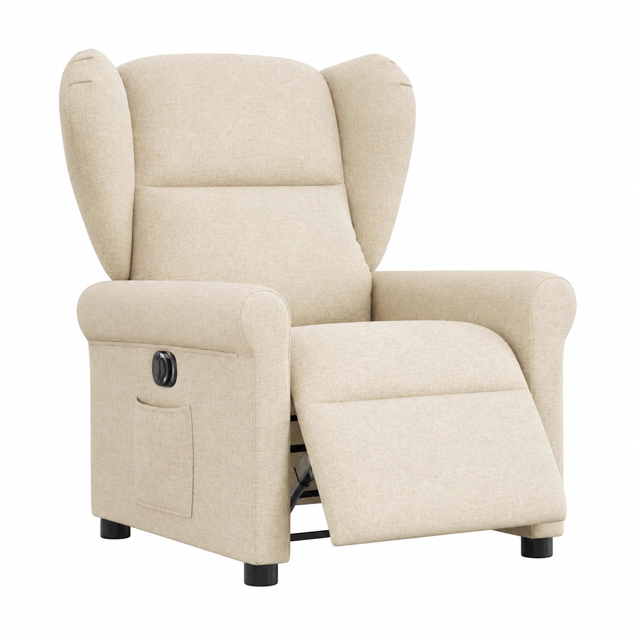 Fauteuil relax, en tissu, coloris crème, pour le salon