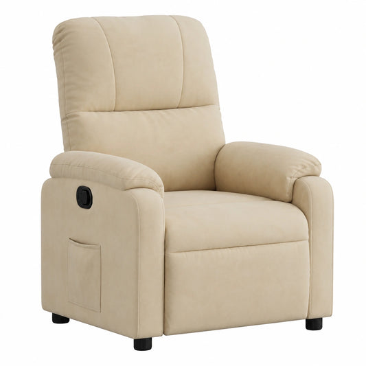 Fauteuil relax, en tissu, coloris crème, pour le salon