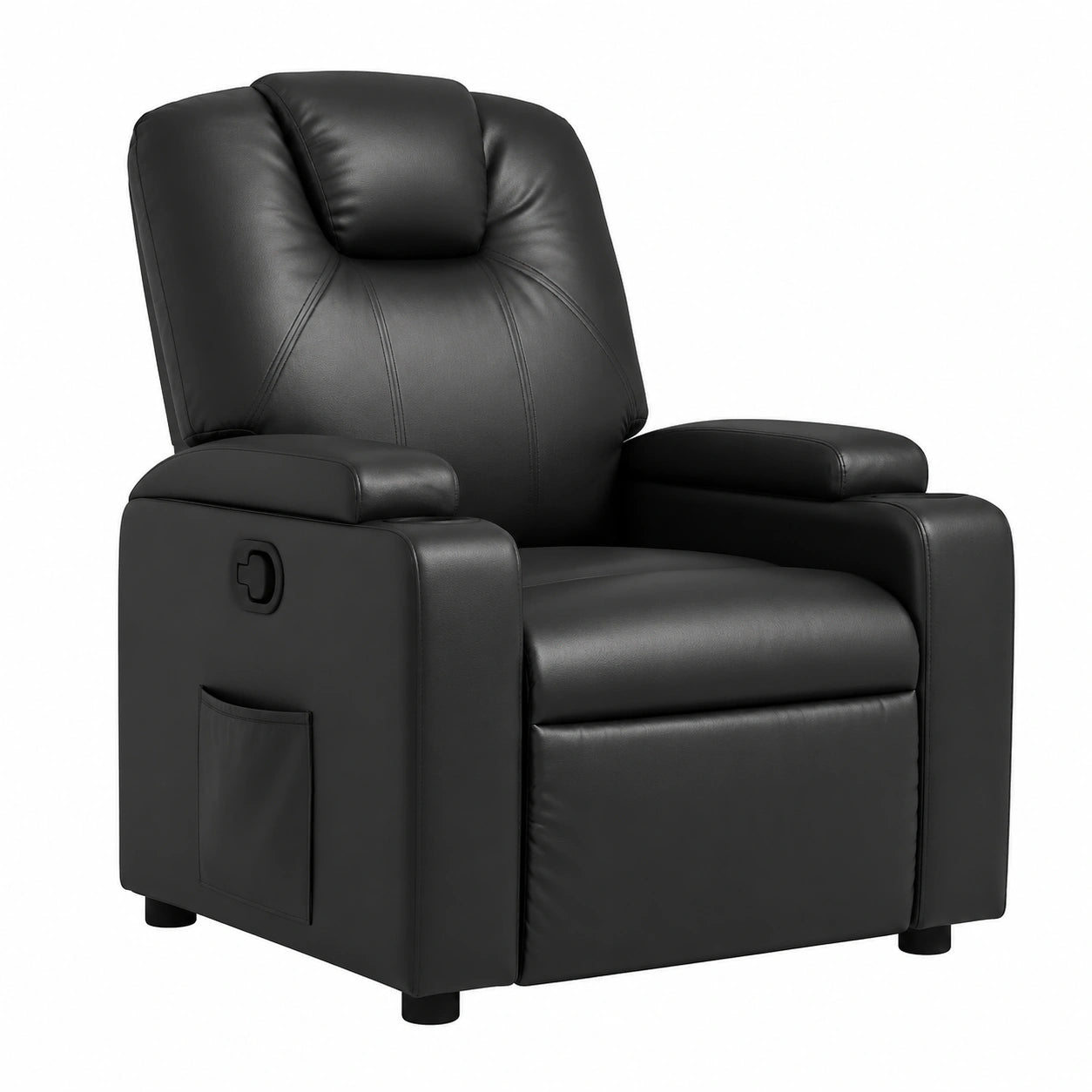 Fauteuil relax, en similicuir, coloris noir, pour le salon