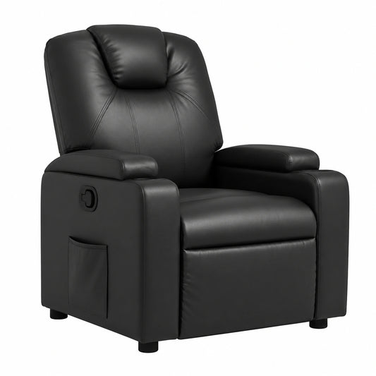 Fauteuil relax, en similicuir, coloris noir, pour le salon