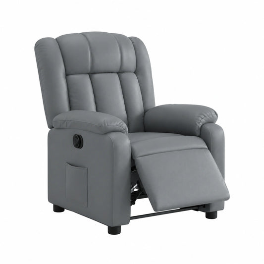 Fauteuil relax, en similicuir, coloris gris, pour le salon
