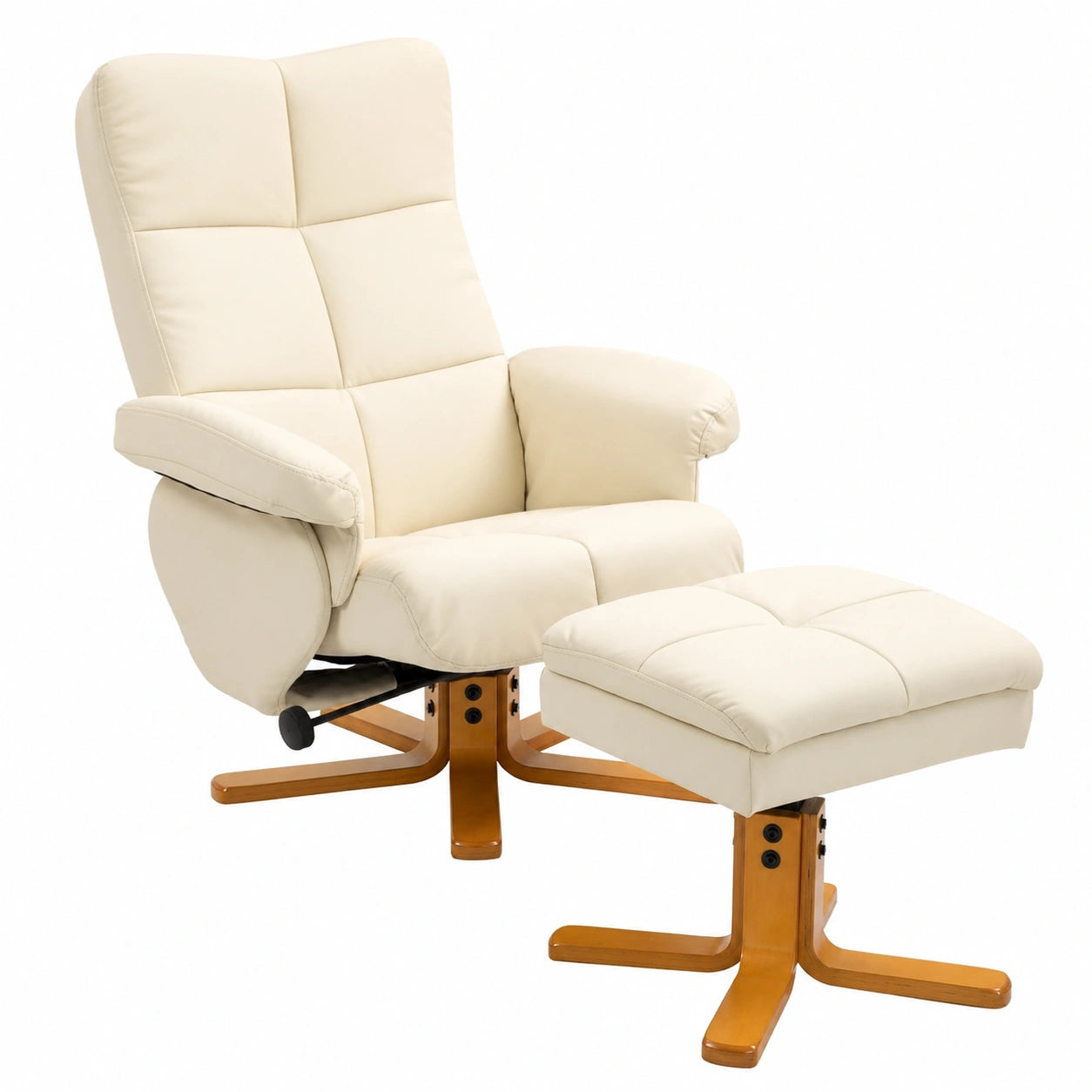 Fauteuil relax, pivotant, avec rangement, rembourré, coloris crème, pour le salon
