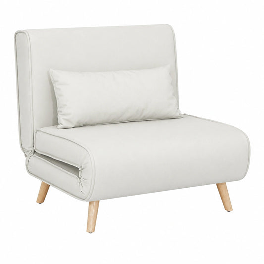 Canapé convertible, 1 place, réglable, rembourré, en lin et tissu, coloris crème, pour le salon ou la chambre d’amis