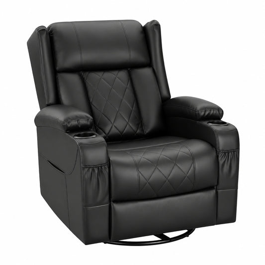 Fauteuil relax, pivotant, coloris noir, pour le salon
