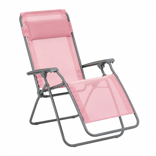 Chaise longue, coloris rose, pour la terrasse ou le jardin