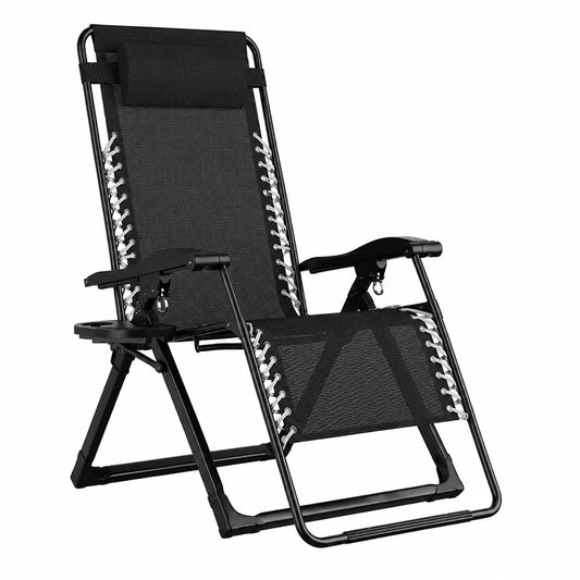 Chaise longue, coloris noir, pour la terrasse ou le jardin