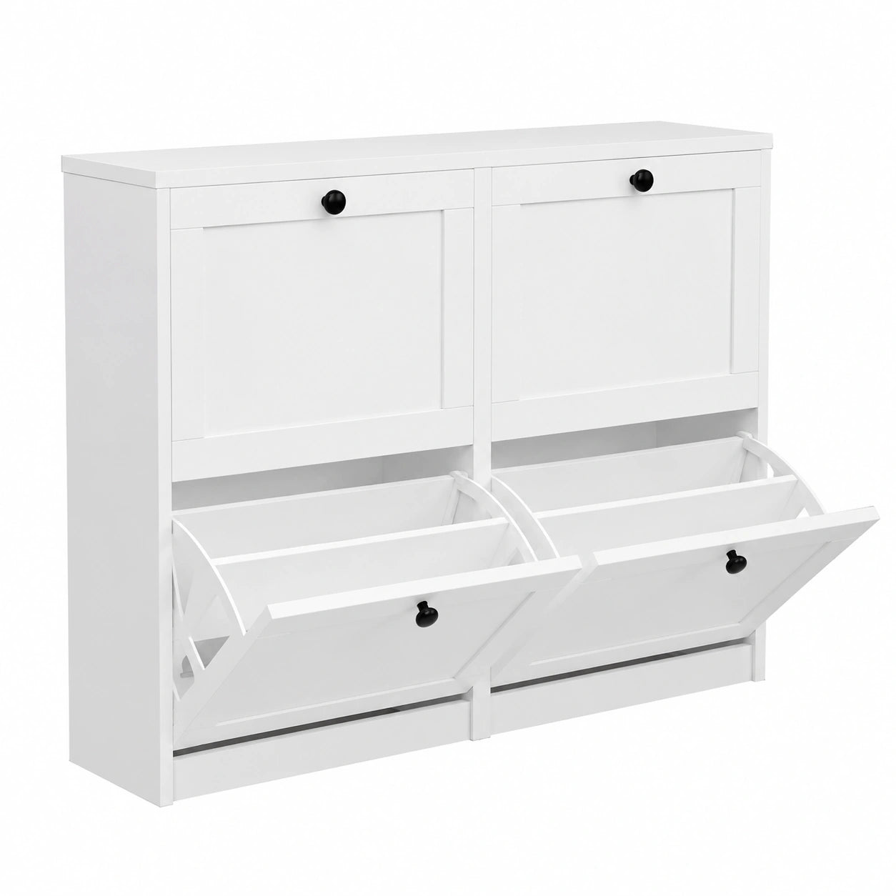 Meuble à chaussures, avec rangement, coloris blanc, pour l’entrée ou le couloir