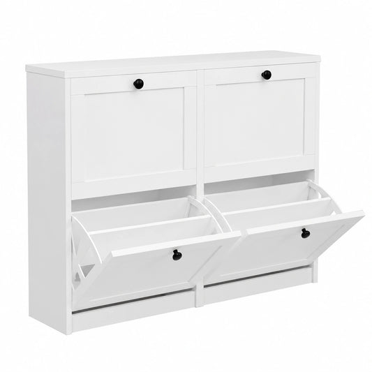 Meuble à chaussures, avec rangement, coloris blanc, pour l’entrée ou le couloir